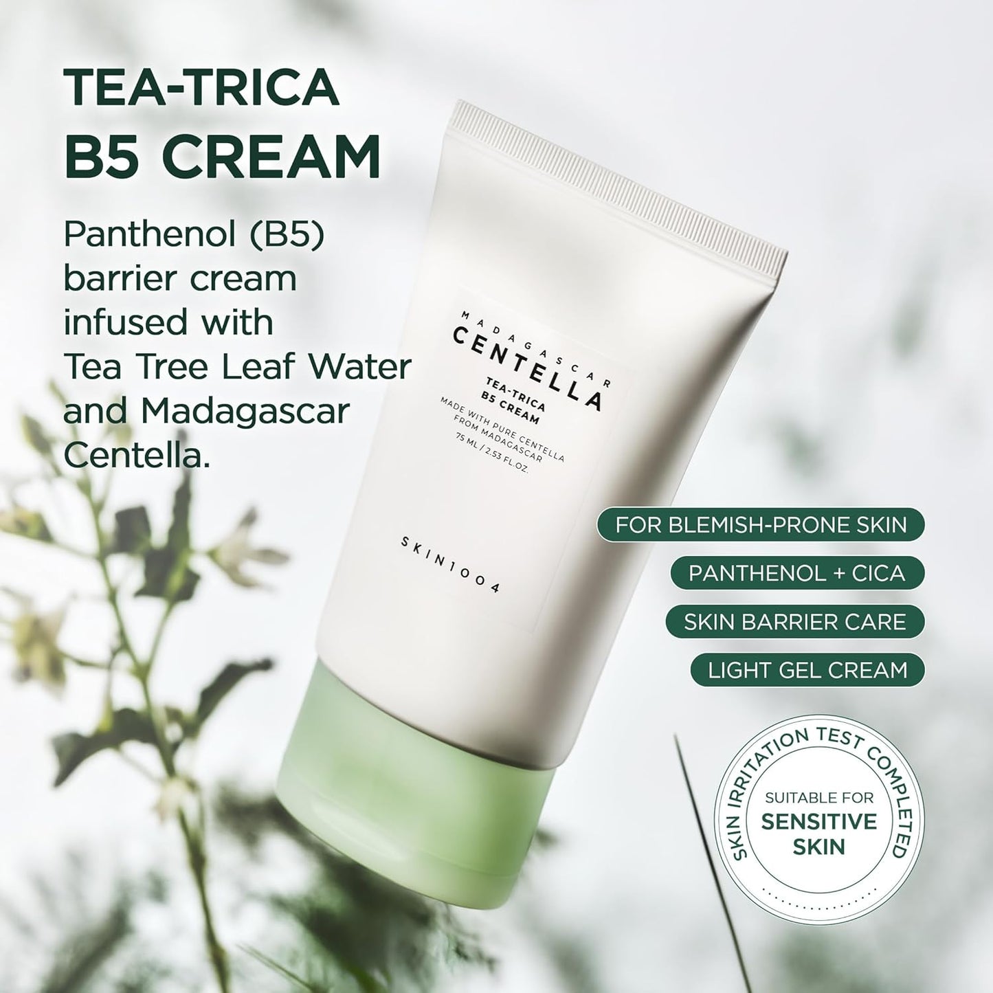 SKIN1004 Tea-Trica Centella B5 Cream 75ml | Hidratación y control del acné