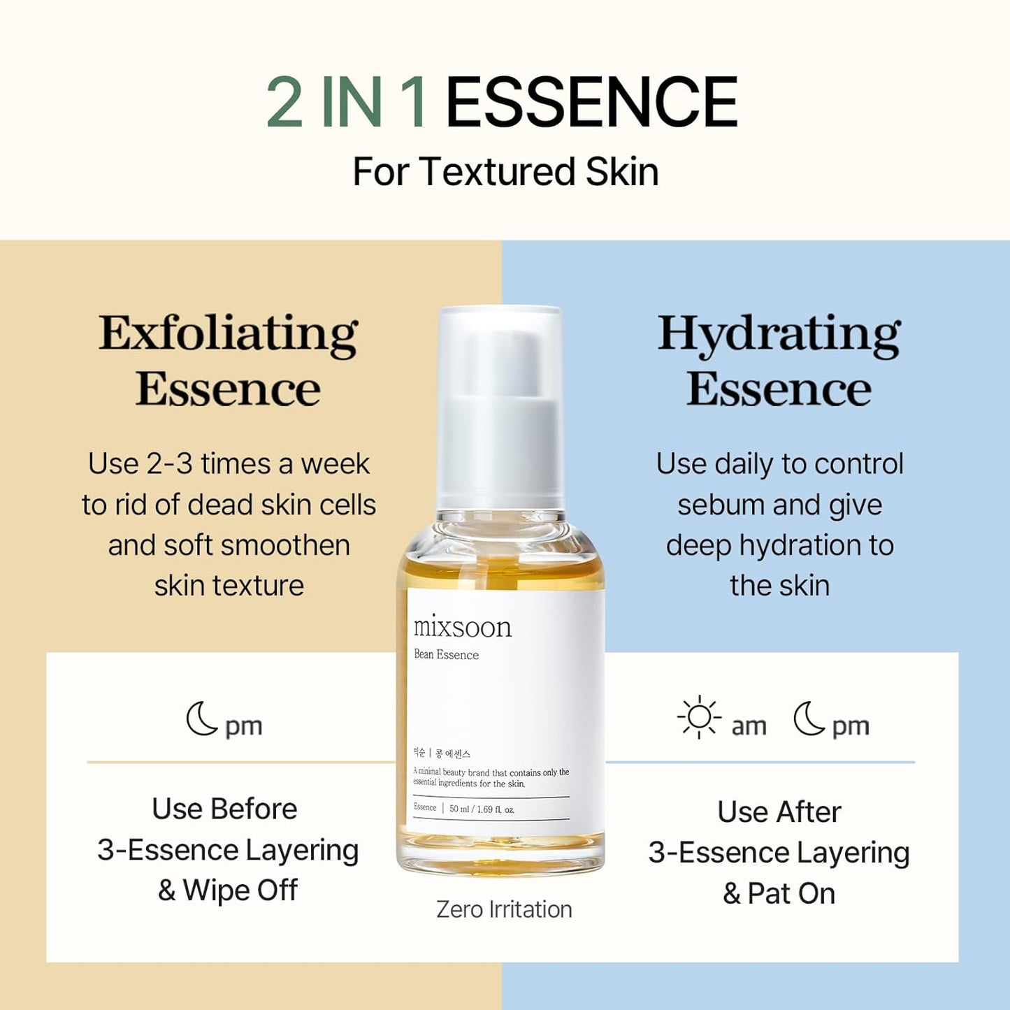 MIXSOON Bean Essence 50ml | Exfoliación suave e hidratación luminosa