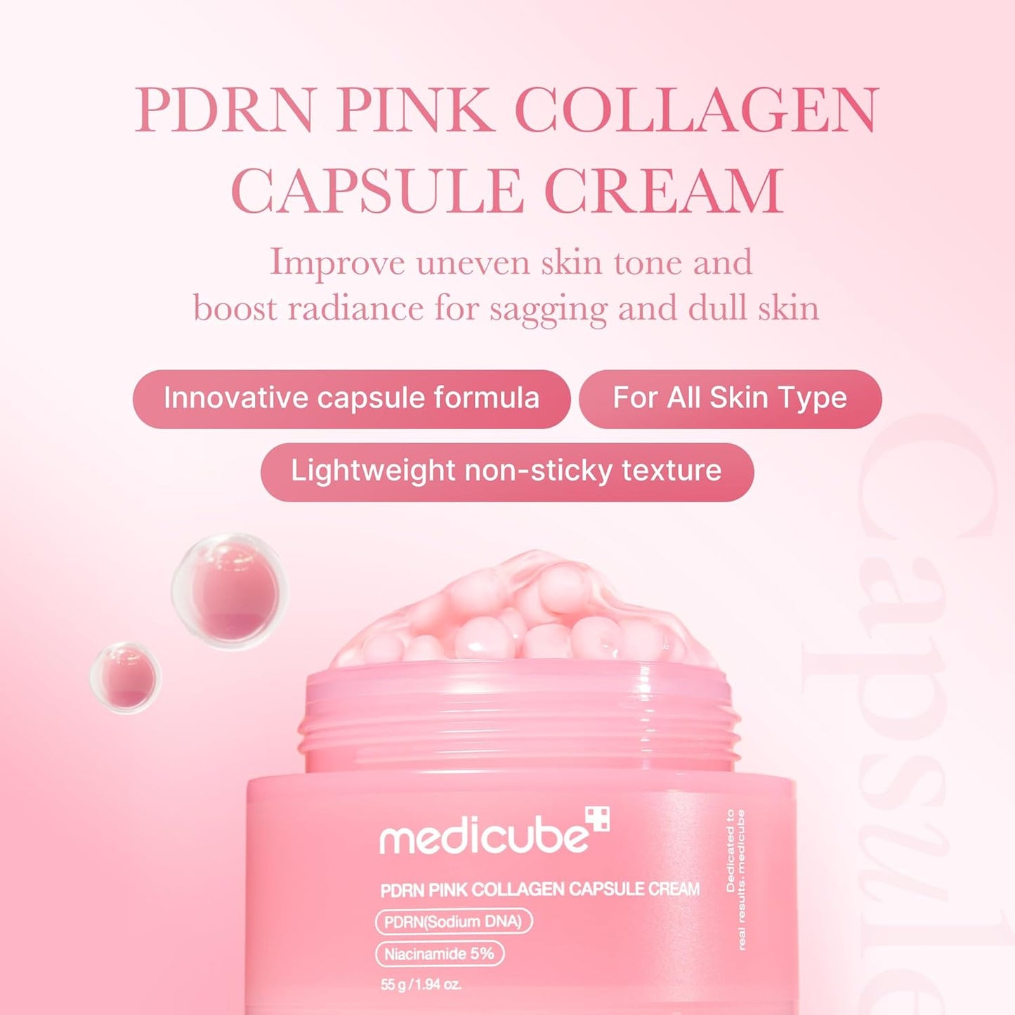 MEDICUBE Crema PDRN Pink Collagen 55g | Firmeza e hidratación intensa